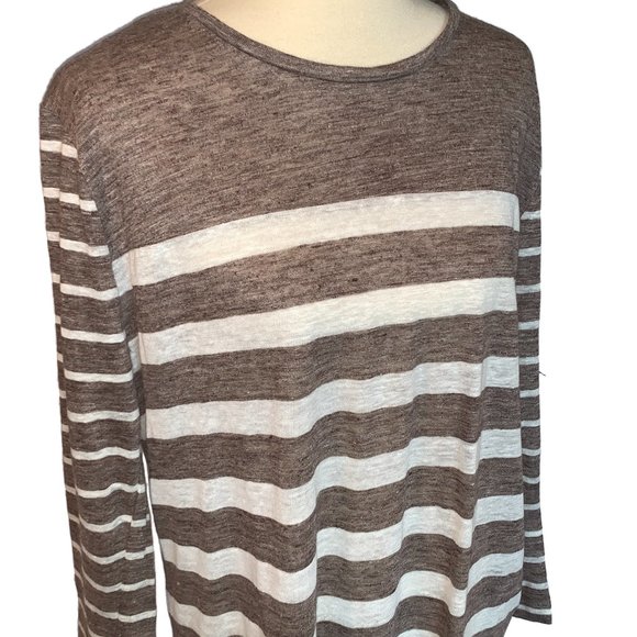 Madewell Linen Blend Striped 3/4 Sleeve Tee - Picture 5 of 8